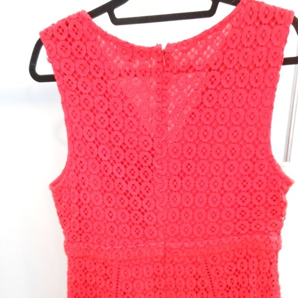 Anthropologie San & Soni Red-Orange Crochet Lace Dress - Size 14 - Picture 6 of 7